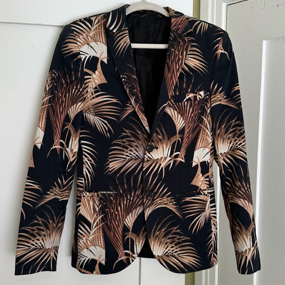✨ Tropical Palm Print Men’s Blazer